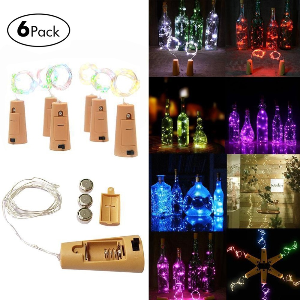 6Pcs 2.46ft 15 LED Bottle Cork Fairy String Lights